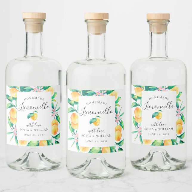 Étiquette de bouteille de liqueur de citrons au li (Bouteilles)
