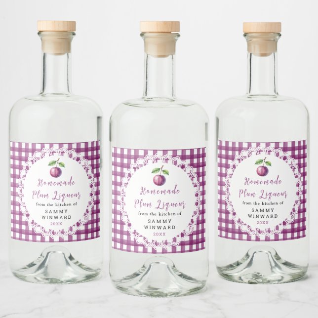 Étiquette de bouteille de liqueur de prune maison (Bouteilles)