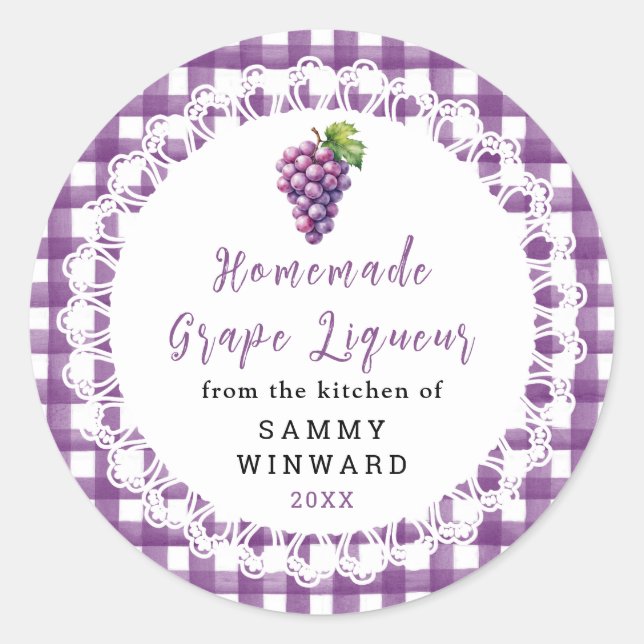 Étiquette de bouteille de liqueur de raisin maison (Devant)