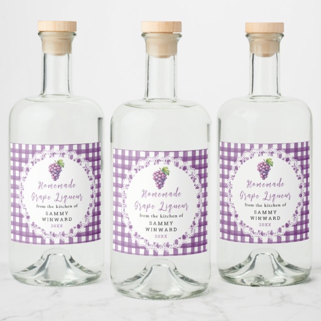 Étiquette de bouteille de liqueur de raisin maison (Bouteilles)