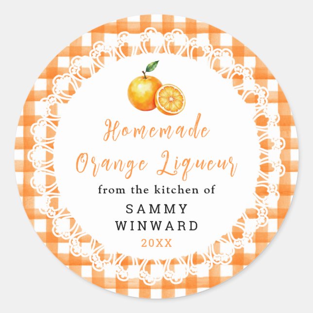 Étiquette de bouteille de liqueur d'orange maison (Devant)