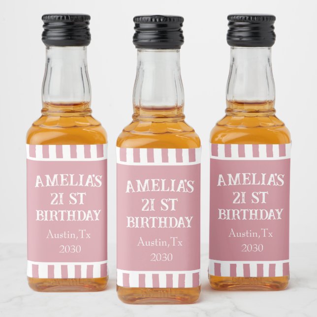 Étiquette de bouteille de liqueur rayée élégante p (Bouteilles)