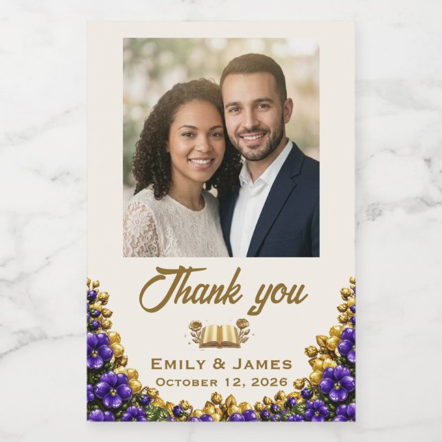 Étiquette de bouteille de mariage Violet de l'Illi (Étiquettes simples)