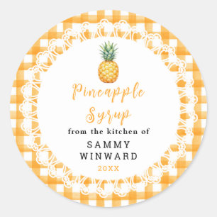Étiquette de Bouteille de Sirop d'Ananas Maison