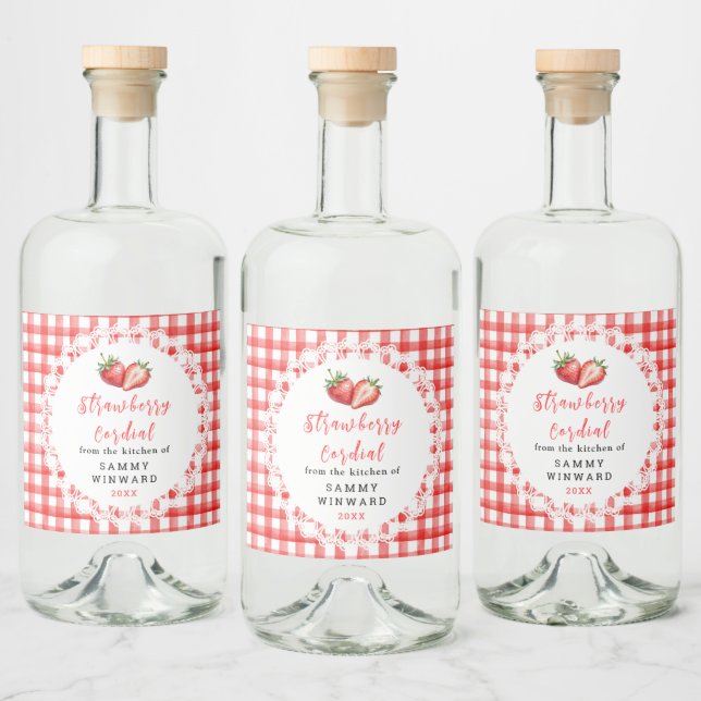 Étiquette de bouteille de sirop de fraise maison (Bouteilles)