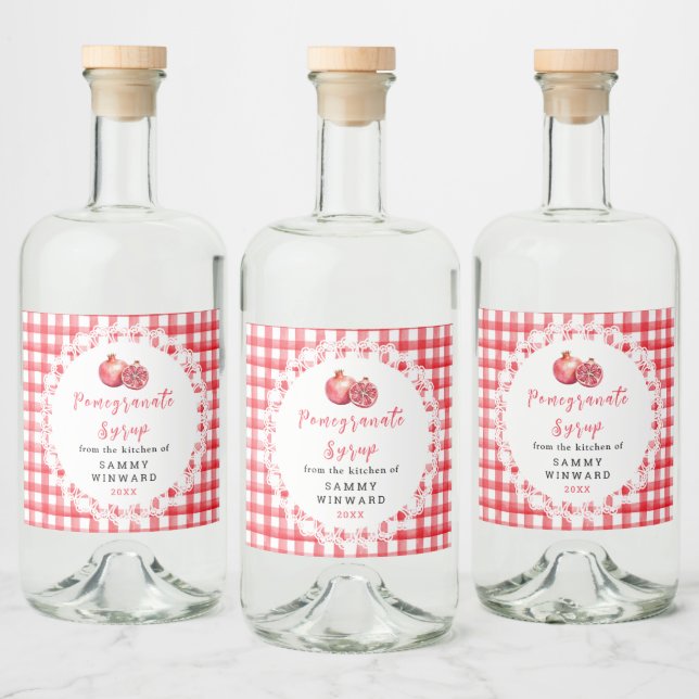 Étiquette de Bouteille de Sirop de Grenade Maison (Bouteilles)