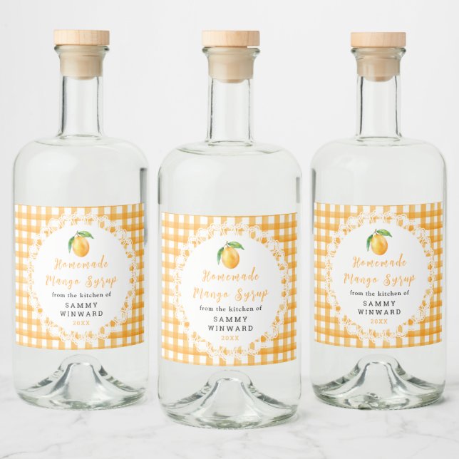 Étiquette de Bouteille de Sirop de Mangue Maison (Bouteilles)