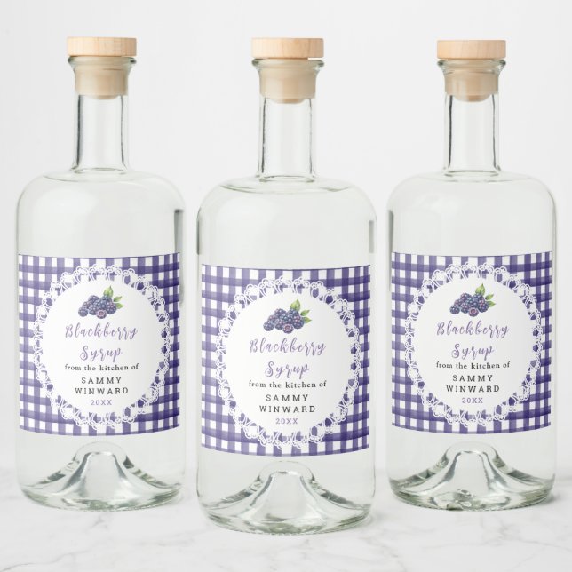 Étiquette de bouteille de sirop de mûre maison (Bouteilles)