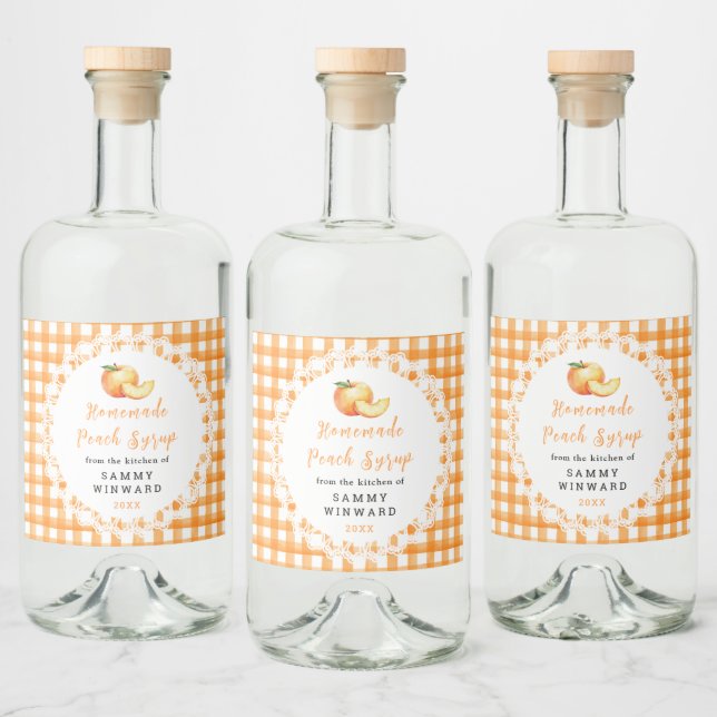 Étiquette de Bouteille de Sirop de Pêche Maison (Bouteilles)