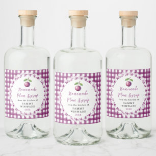 Étiquette de Bouteille de Sirop de Prune Maison