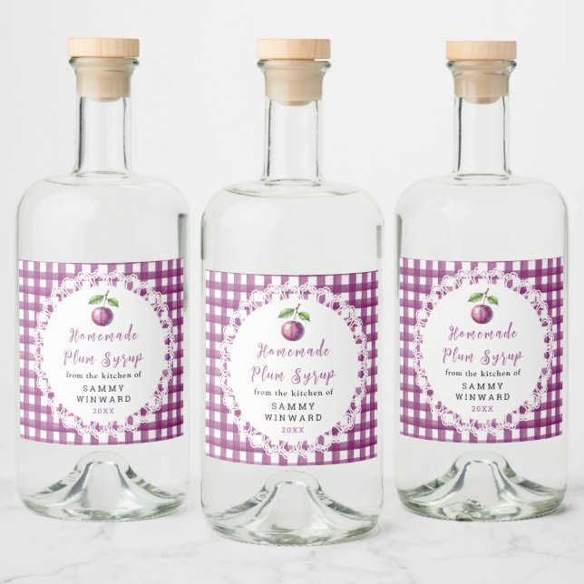 Étiquette de Bouteille de Sirop de Prune Maison (Bouteilles)