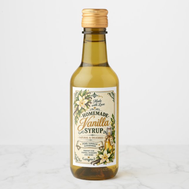Étiquette de bouteille de sirop de vanille fait ma (Devant)