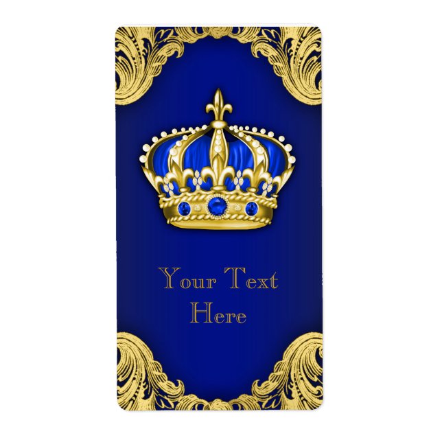 Étiquette de bouteille de vin Couronne Royale Bleu (Devant)