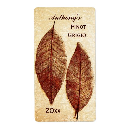 étiquette de bouteille de vin de feuille d'automne