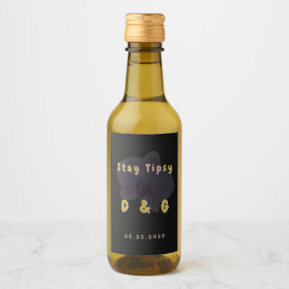 Étiquette de bouteille de vin de mariage Or Noir S