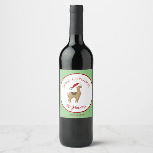 Étiquette de bouteille de vin de Noël Alpaca