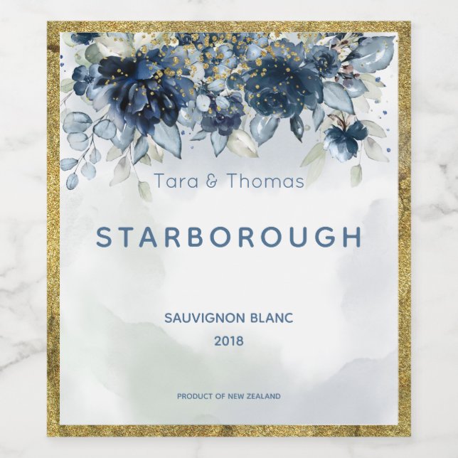 Étiquette de bouteille de vin Mariage Rose en casc (Étiquettes simples)