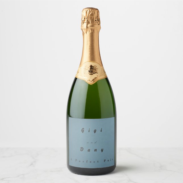 Étiquette de bouteille de vin mousseux bleu doux  (Devant)