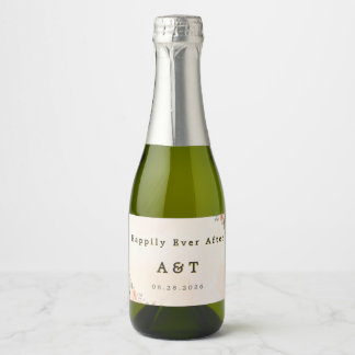 Étiquette de bouteille de vin mousseux mini floral