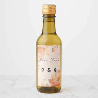 Étiquette de bouteille de vin mousseux rose floral