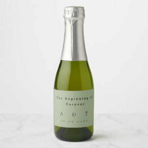 Étiquette de bouteille de vin mousseux vert sauge
