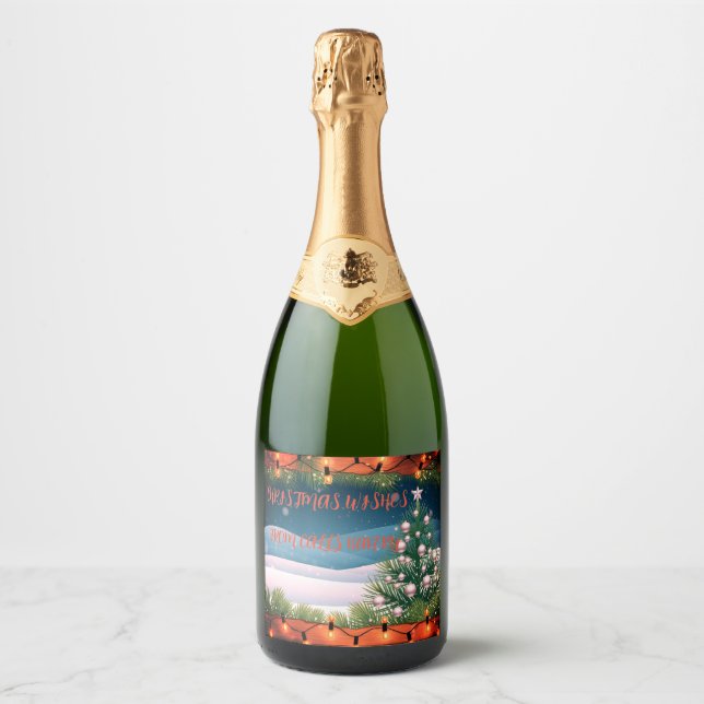 Étiquette de bouteille de vin personnalisé de Noël (Devant)