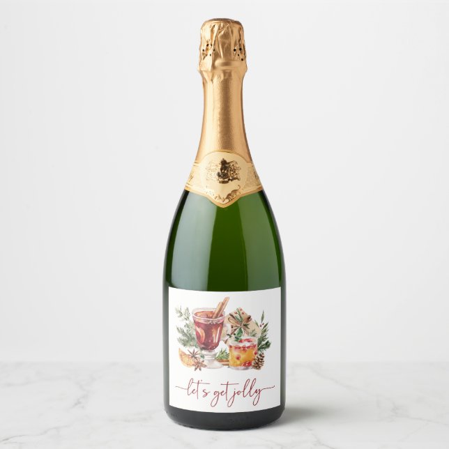 Étiquette de bouteille de vin pour fête de fin d'a (Devant)