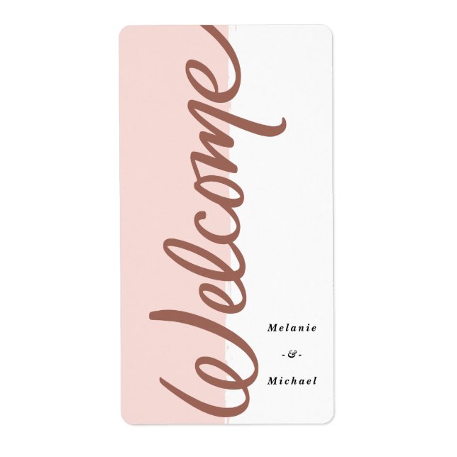 Étiquette de bouteille de vin rosé blush bienvenue (Devant)
