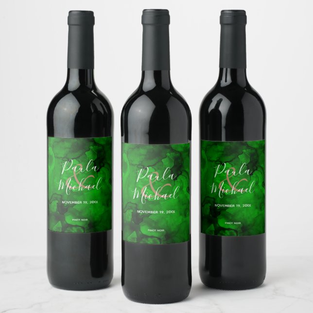 Étiquette de bouteille de vin vert à noir (Bouteilles)
