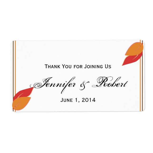 Étiquette de bouteille d'eau à feuilles d'or et de (Devant)