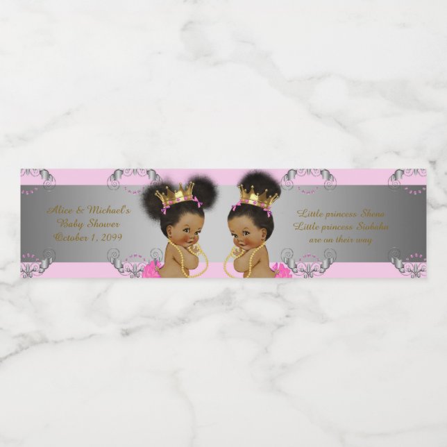 Étiquette de bouteille d'eau, baby shower, argent  (Étiquettes simples)