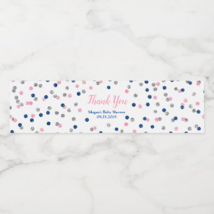 Étiquette de bouteille d'eau Baby shower rose bleu