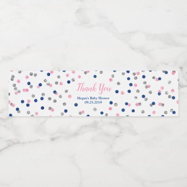 Étiquette de bouteille d'eau Baby shower rose bleu (Étiquettes simples)