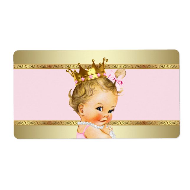 Étiquette de bouteille d'eau Baby shower Rose Gold (Devant)