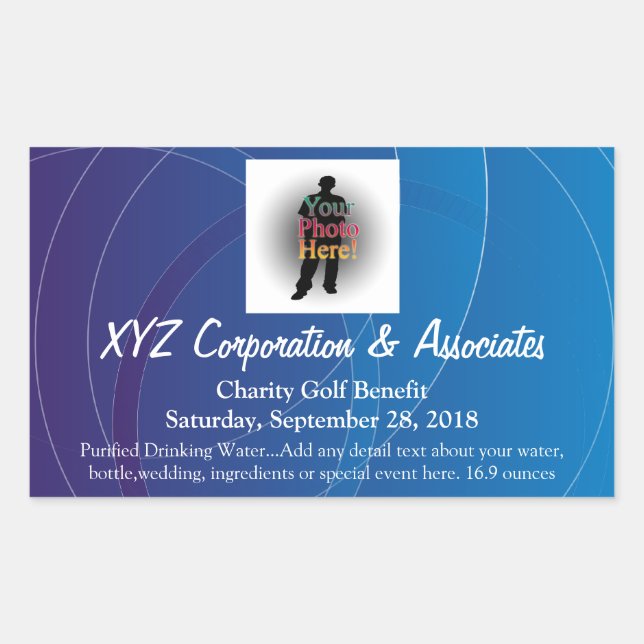 Étiquette de bouteille d'eau Blue Swirls personnal (Devant)