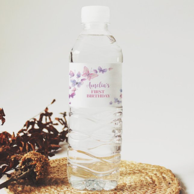 Étiquette de bouteille d'eau d'anniversaire papill (Créateur téléchargé)