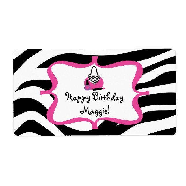 Étiquette de bouteille d'eau d'anniversaire Zebra  (Devant)