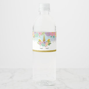 Étiquette de bouteille d'eau de la fête Unicorn