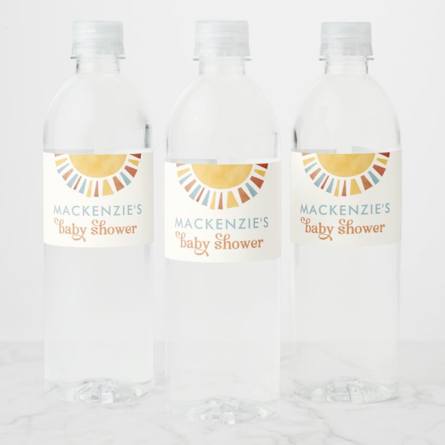 Étiquette de bouteille d'eau du Baby shower Sun Bo (Bouteilles)