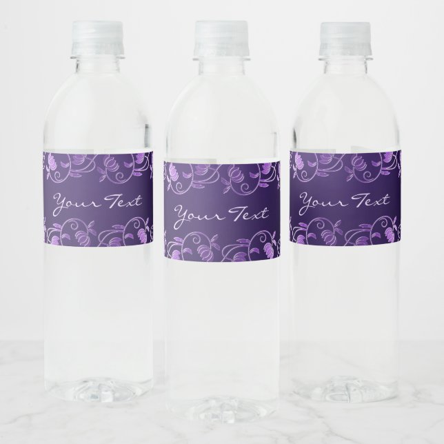 Étiquette de bouteille d'eau Mariage violet (Bouteilles)