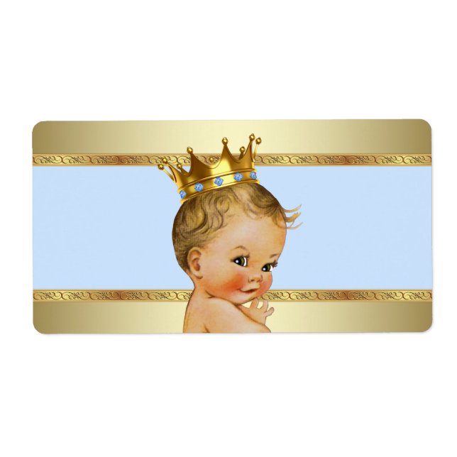 Étiquette de bouteille d'eau Prince Baby shower (Devant)