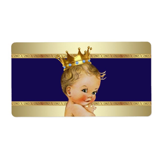 Étiquette de bouteille d'eau Prince Baby shower (Devant)