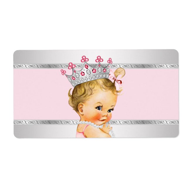 Étiquette de bouteille d'eau Princess Baby shower (Devant)