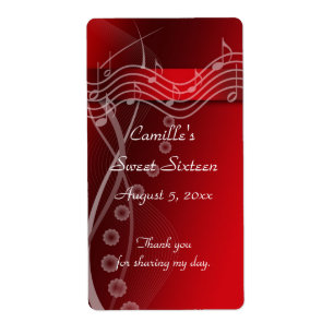 Étiquette de bouteille d'eau Red Sweet Sixteen