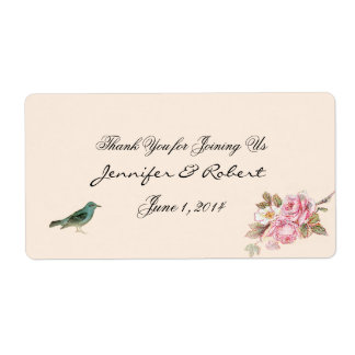 Étiquette de bouteille d'eau rose vintage et Robin