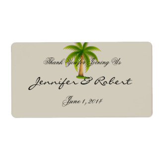 Étiquette de bouteille d'eau Tropical Palm Tree