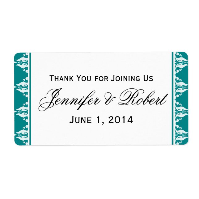 Étiquette de bouteille d'eau turquoise et blanche  (Devant)