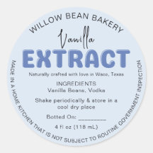 Étiquette de bouteille d'extrait de vanille Blue C