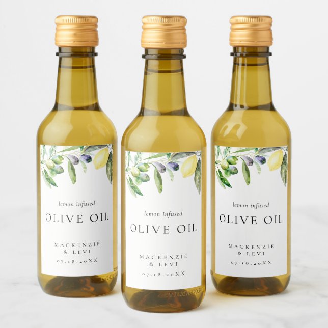 Étiquette de bouteille d'huile d'olive au citron à (Bouteilles)