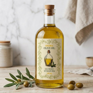 Étiquette de bouteille d'huile d'olive faite maiso
